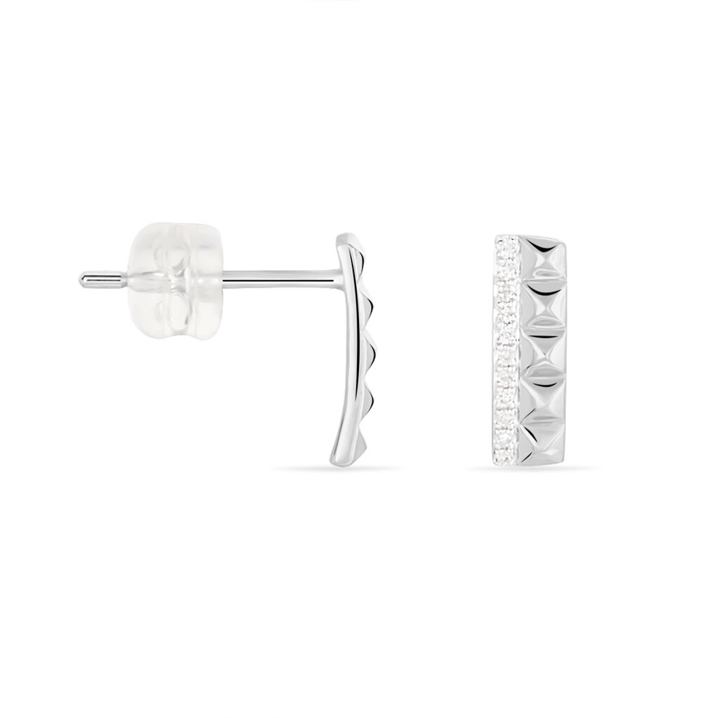 Boucles D'oreilles Puces Cyprine Or Blanc Diamant - Spannringe Damen | OROVIVO