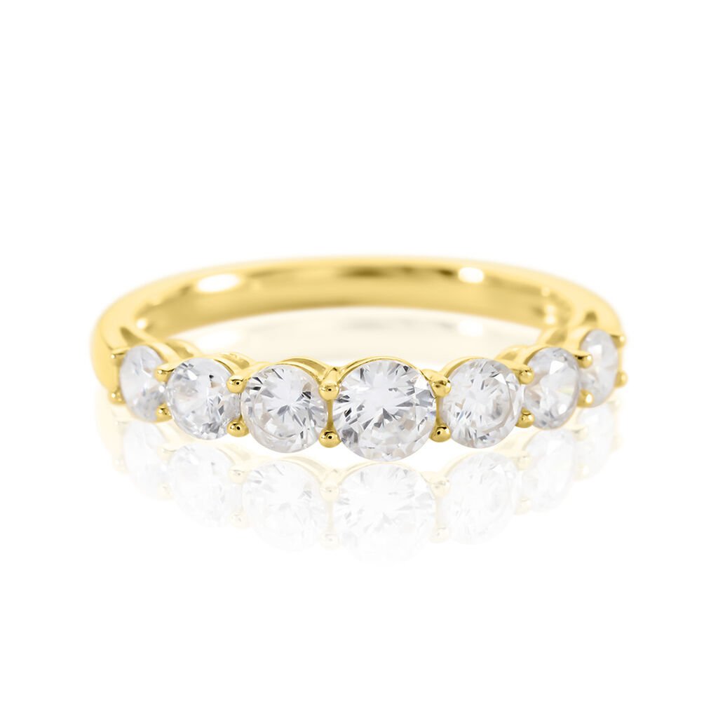 ALUREA Damen Ring Silber vergoldet 925 Zirkonia Weiß 0,400 ct, Ring mit Stein