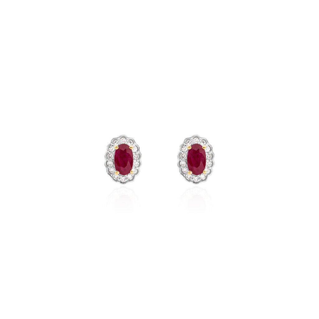 EDELGARD Damen Ohrstecker Gold 585 (14 Karat) Rubin Rot 0,7 ct Oval, Ohrstecker mit Stein