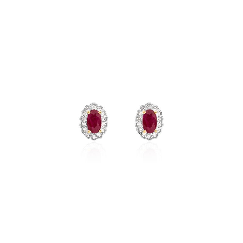 EDELGARD Damen Ohrstecker Gold 585 (14 Karat) Rubin Rot 0,7 ct Oval - Ohrstecker Damen | OROVIVO