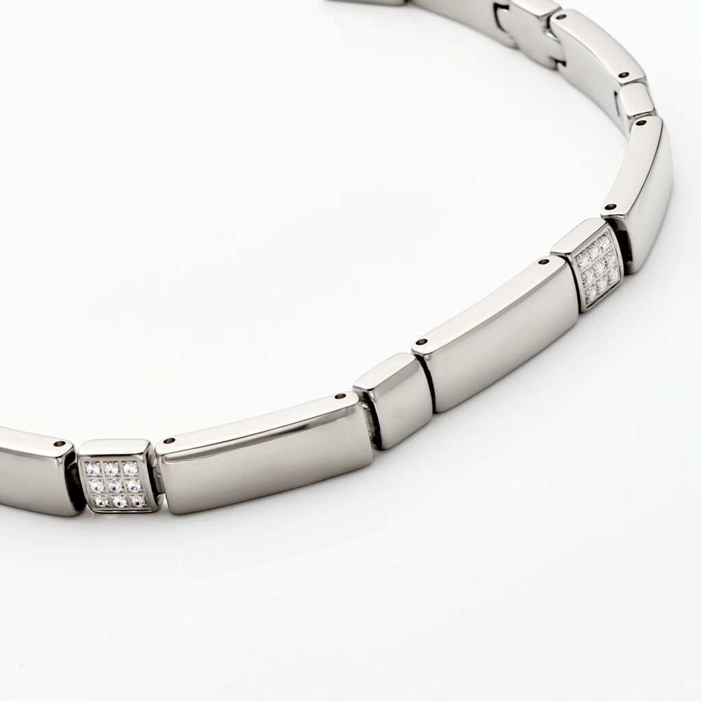 REKA Damen Armband Edelstahl Zirkonia Wei&szlig; B 5 mm