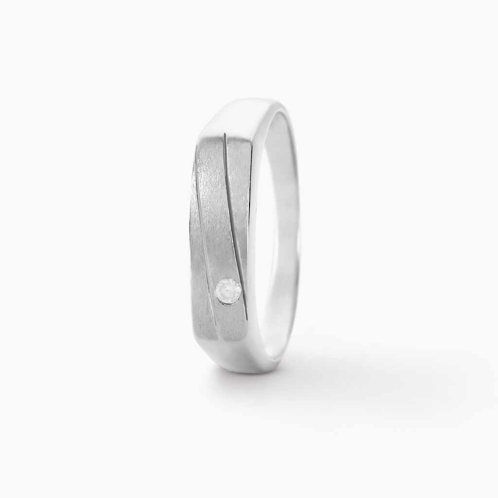 Chevalière Michel Argent Blanc Oxyde De Zirconium - Spannringe Herren | OROVIVO