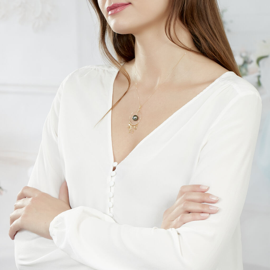 Collier Cercle Or Jaune Perle De Culture De Tahiti - Spannringe Damen | OROVIVO