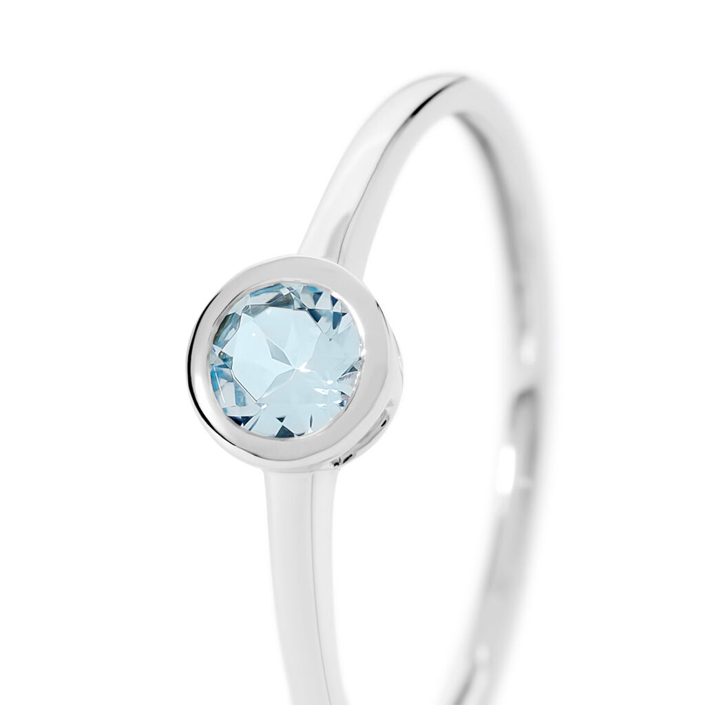 SANNI Damen Ring Wei&szlig;gold 585 (14 Karat) Topas Blau 0,4 ct