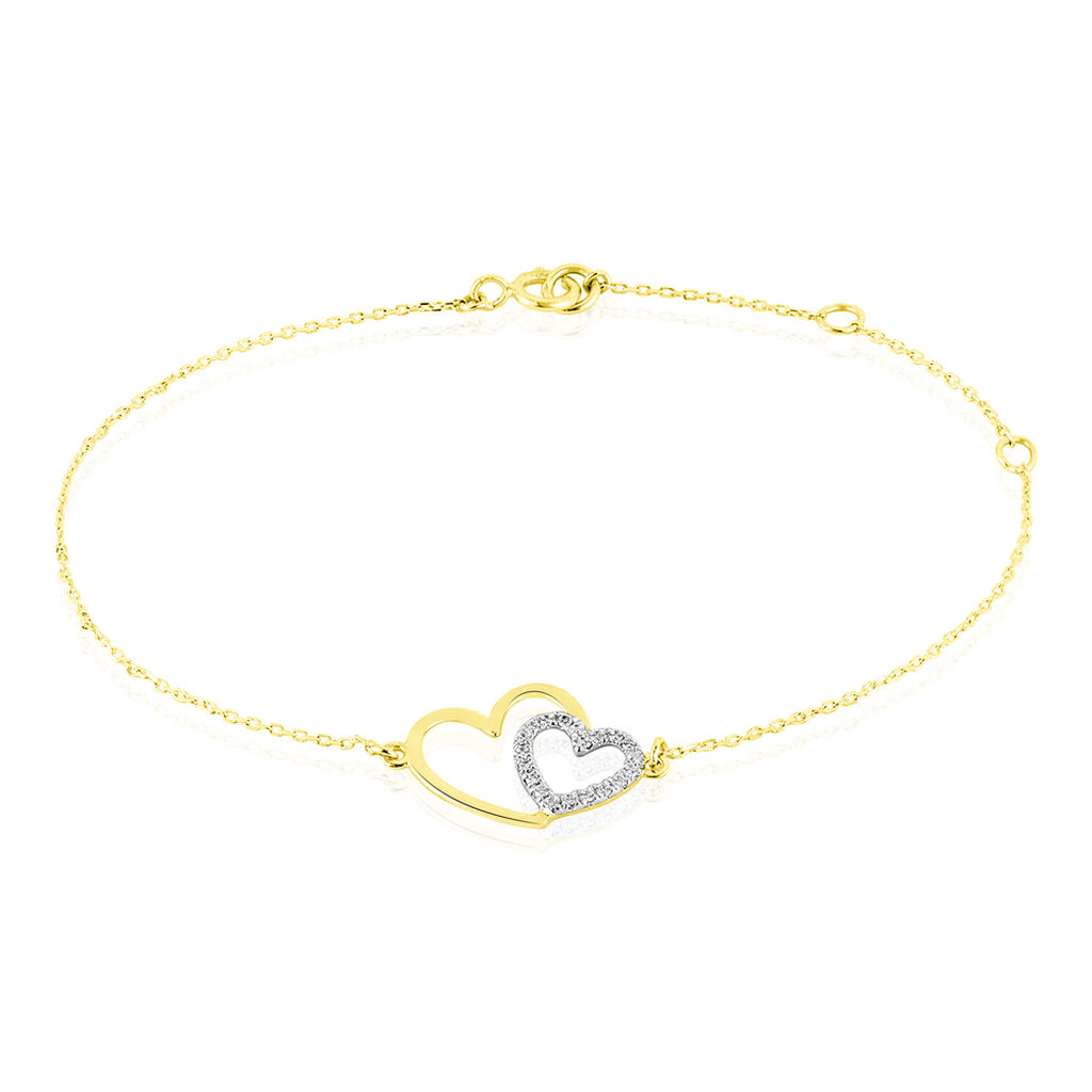 Bracelet Or Jaune Marineta Cœur Oxydes De Zirconium - Spannringe Damen | OROVIVO