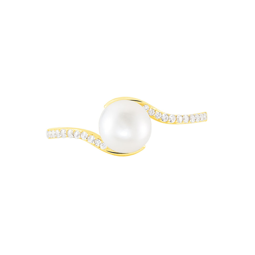 Bague Anais Or Jaune Perle De Culture Et Oxyde De Zirconium - Spannringe Damen | OROVIVO