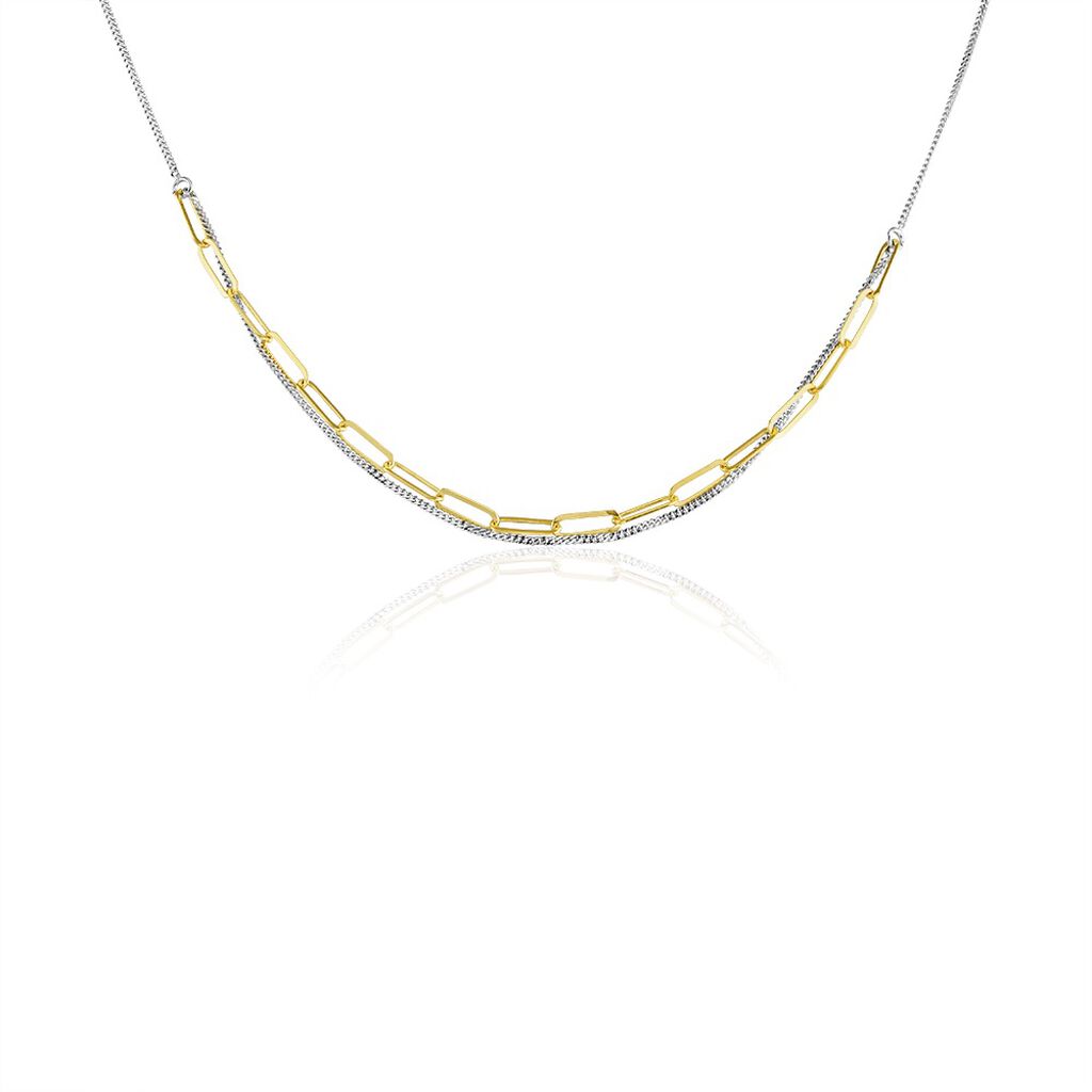NELINA Damen Collier Silber Bicolor Gold/Silber 925