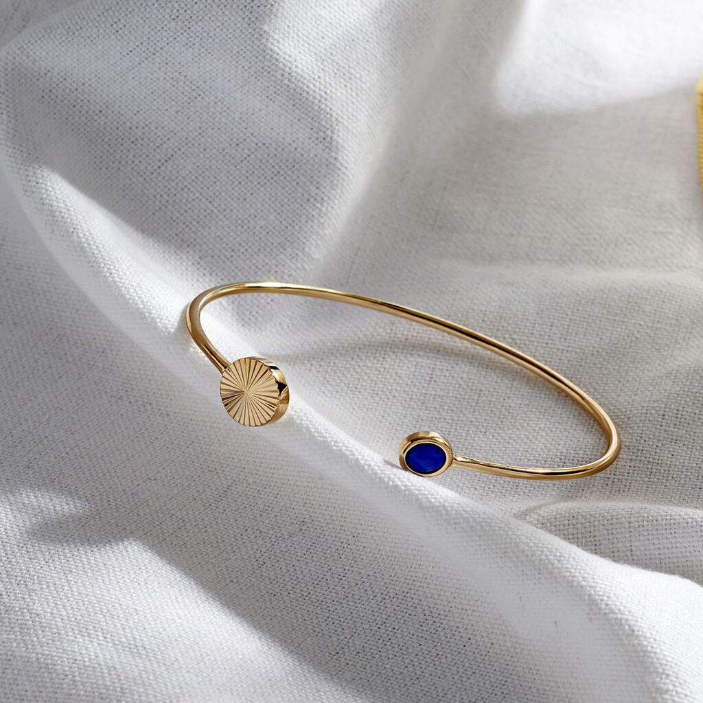 CARTINA 2 Damen Armreif / Armspange Vergoldet Synthetischer Stein Blau Kreis B 1,8 mm
