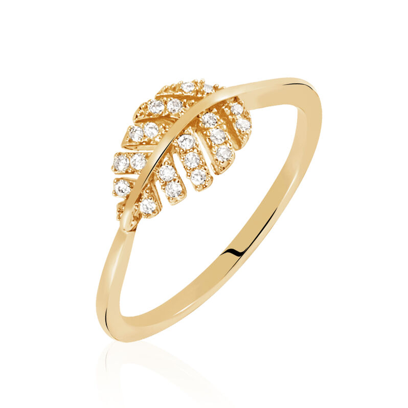 Bague Plaque Or Jawaher Motif Feuillage - Spannringe Damen | OROVIVO