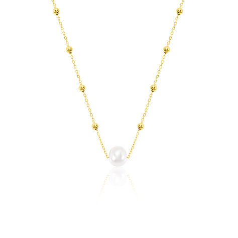 Lorde Damen Collier Silber vergoldet 925 Zuchtperle Wei&szlig; - Halsketten  | OROVIVO