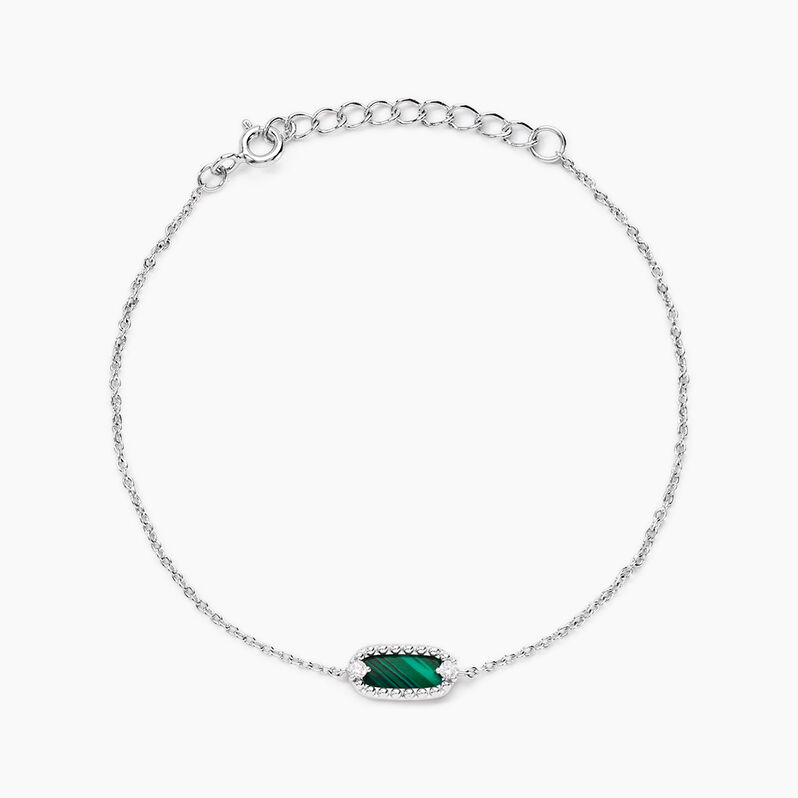Bracelet Flo Argent Weiss Malachite Oxyde De Zirconium - Spannringe Damen | OROVIVO