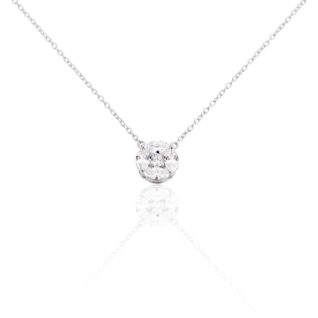WOW Damen Collier Silber 925 Zirkonia Wei&szlig; 1,700 ct