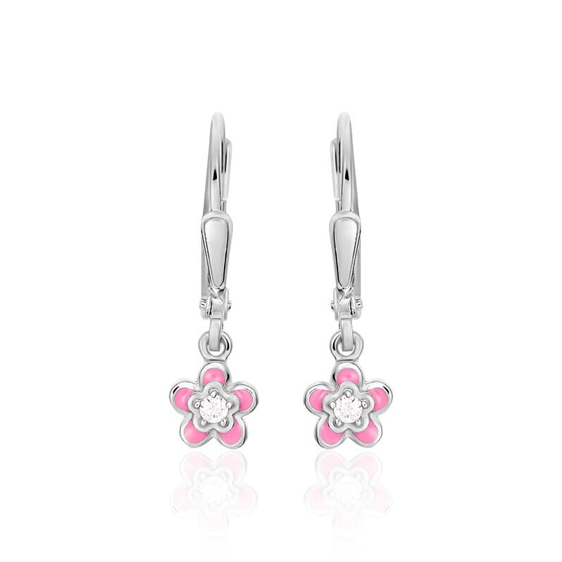 Kinder Ohrringe Lang Silber 925 Zirkonia Wei&szlig; Blume - Ohrh&auml;nger Kinder | OROVIVO