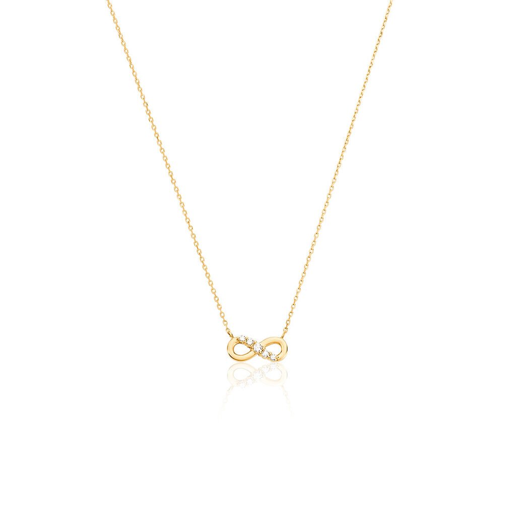 LUCIANA Damen Collier Gold 375 (9 Karat) Synthetischer Diamant Weiß 0,03 ct Unendlichkeit, Collier mit Stein