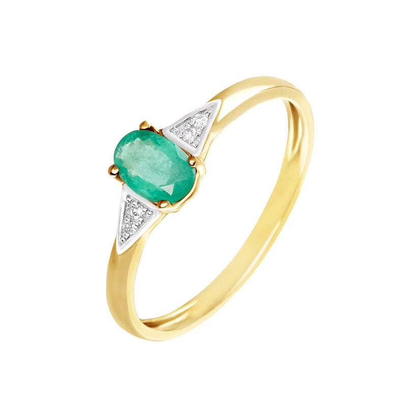 Solitaire Or Jaune Ludmilla Emeraude Diamant - Spannringe Damen | OROVIVO