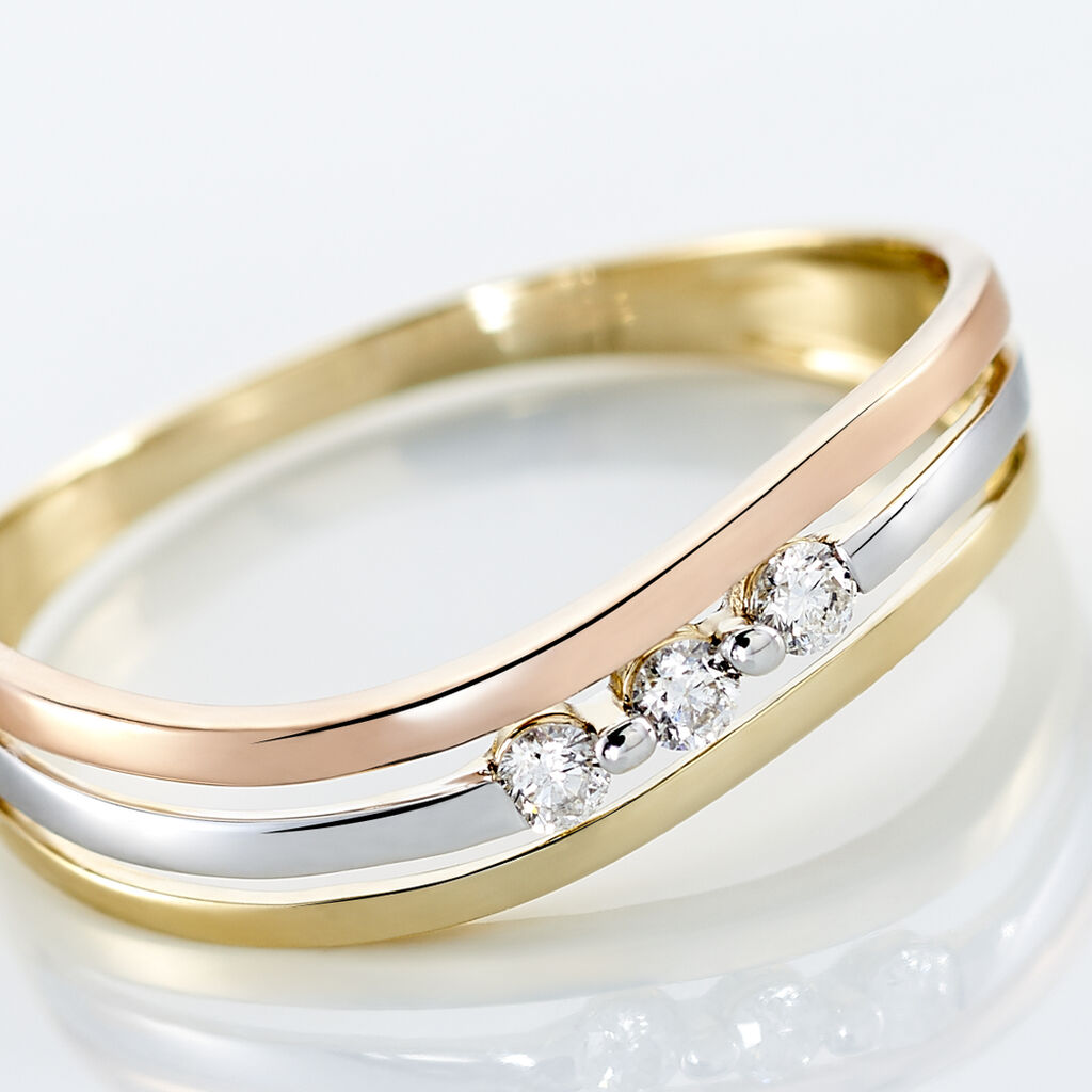 Bague Troyen Or Tricolore Diamant - Spannringe Damen | OROVIVO