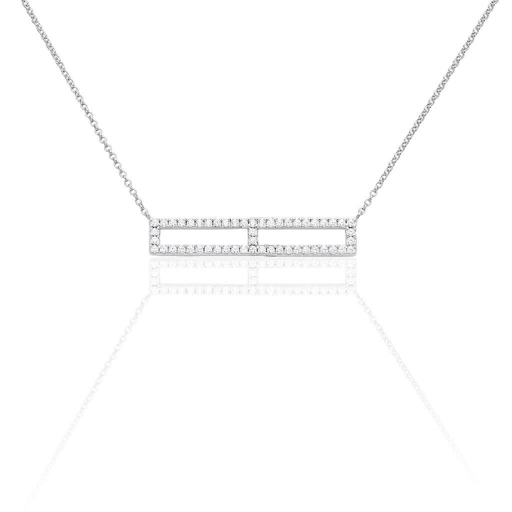 KALINKA 2 Damen Collier Silber 925 Zirkonia Weiß Rechteckig, Collier mit Stein
