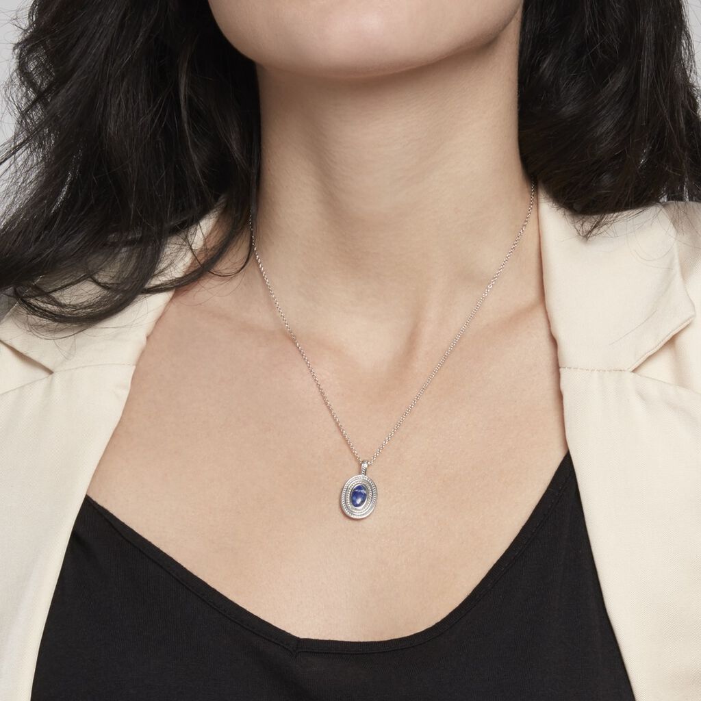 Collier Argent Takara Ovale Lapis Lazuli - Spannringe Damen | OROVIVO
