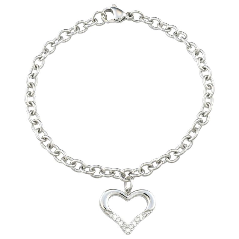 Bracciale charm cuore in acciaio - Spannringe Damen | OROVIVO