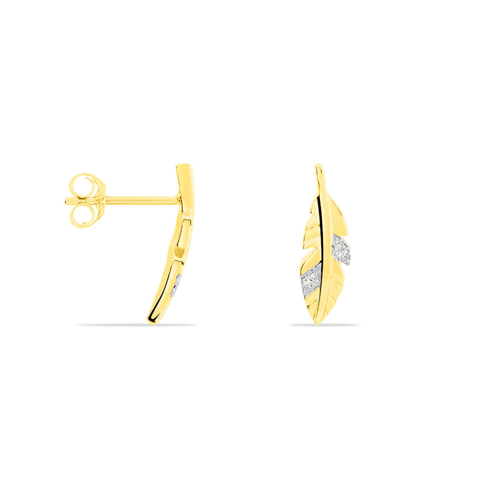 Boucles D'oreilles Or Jaune Auxane Plume - Spannringe Damen | OROVIVO