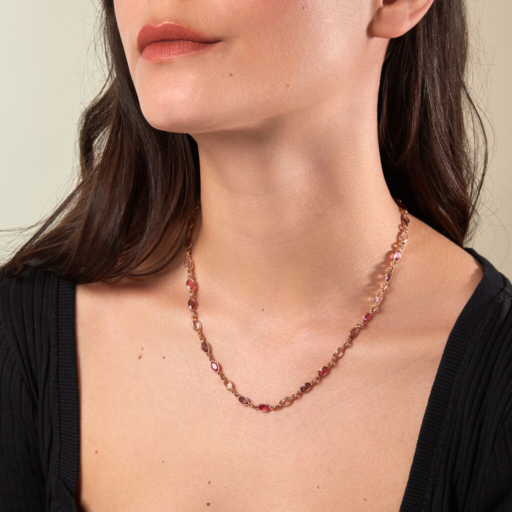 ILVAAE 2 Damen Collier Vergoldet 750 Kristall Violett