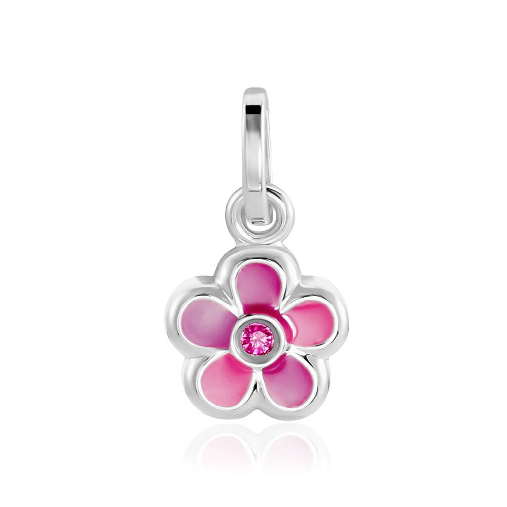 TULIPA Kinder Anh&auml;nger Silber 925 Glas Fuchsia Blume