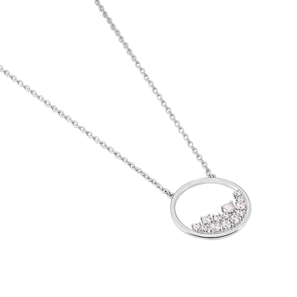 BECCA 02 Damen Collier Silber 925 Zirkonia Wei&szlig; Kreis