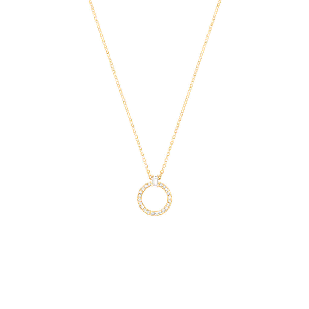 KAMIYAH Damen Collier Gold 375 (9 Karat) Diamant Weiß 0,08 ct Kreis - Halsketten Damen | OROVIVO