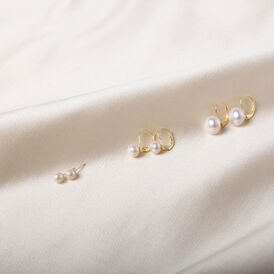 Damen Perlenohrringe Gold 333 Zuchtperlen 8-9mm Finia - Ohrhänger Damen | OROVIVO