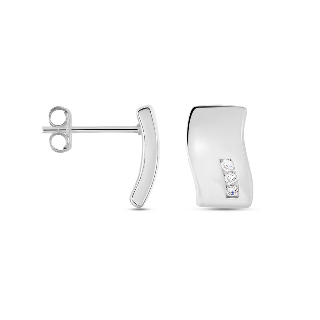 Damen Ohrstecker Silber 925 Zirkonia Wei&szlig; 0,15 ct