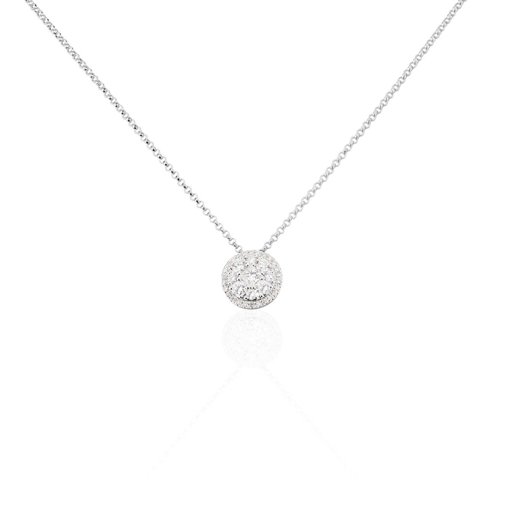 HALB Damen Collier Wei&szlig;gold 750 (18 Karat) Diamant Wei&szlig; 0,13 ct