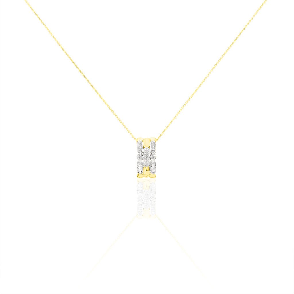ETTA Damen Collier Gold 375 (9 Karat) Diamant Weiß 0,14 ct Barren, Collier mit Stein