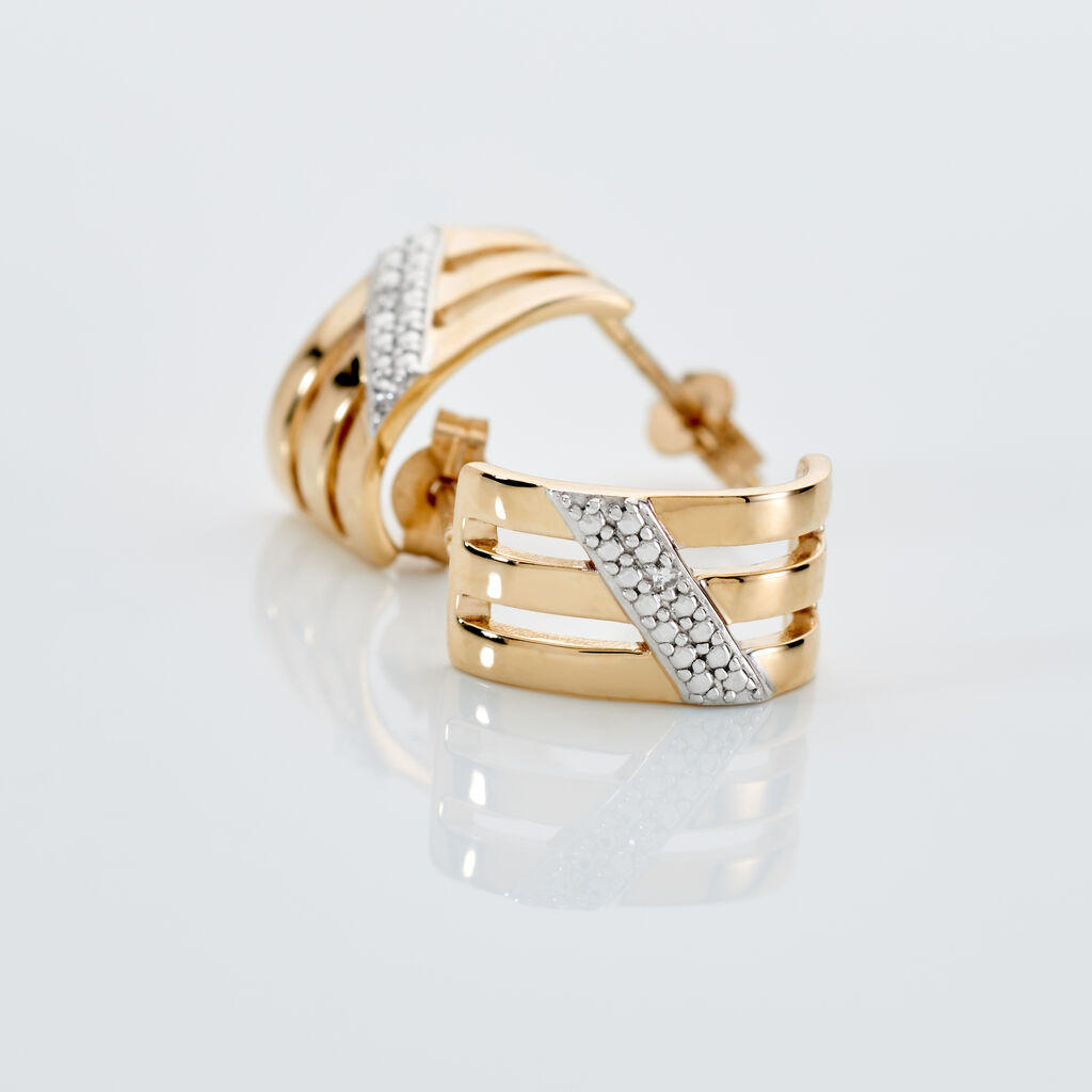 LIORA Damen Ohrstecker Gold 375 (9 Karat) Diamant Wei&szlig; 0,01 ct