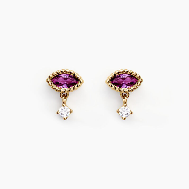 Boucles D'oreilles Puces Nicolina Plaqué Or Jaune Oxyde De Zirconium - Spannringe Damen | OROVIVO