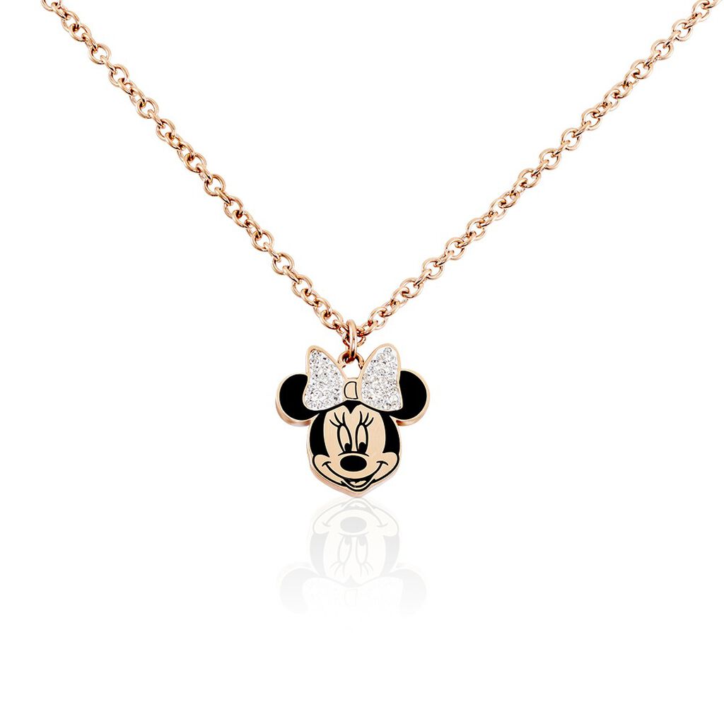 DISNEY Halskette Edelstahl Roségold Kristall Steine Minnie Maus - Halsketten Familie | OROVIVO