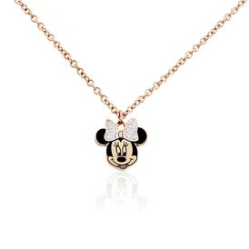DISNEY Halskette Edelstahl Roségold Kristall Steine Minnie Maus - Ketten mit Anhänger Familie | OROVIVO