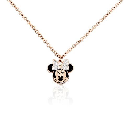 DISNEY Halskette Edelstahl Roségold Kristall Steine Minnie Maus - Halsketten Familie | OROVIVO