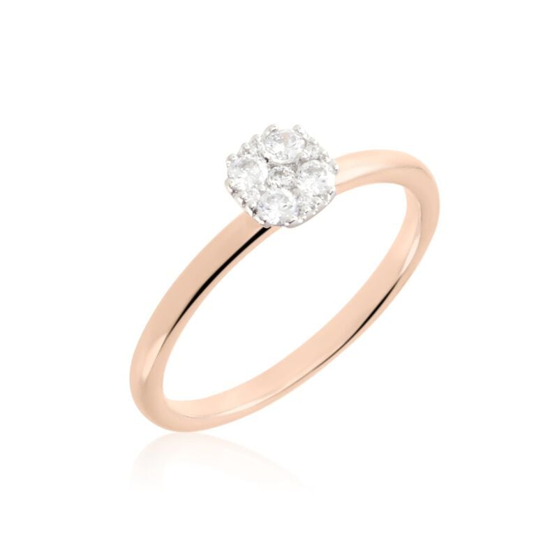 BINA Damen Ring Rosegold 375 (9 Karat) Zirkonia Wei&szlig; B 1,85 mm - Verlobungsringe Damen | OROVIVO