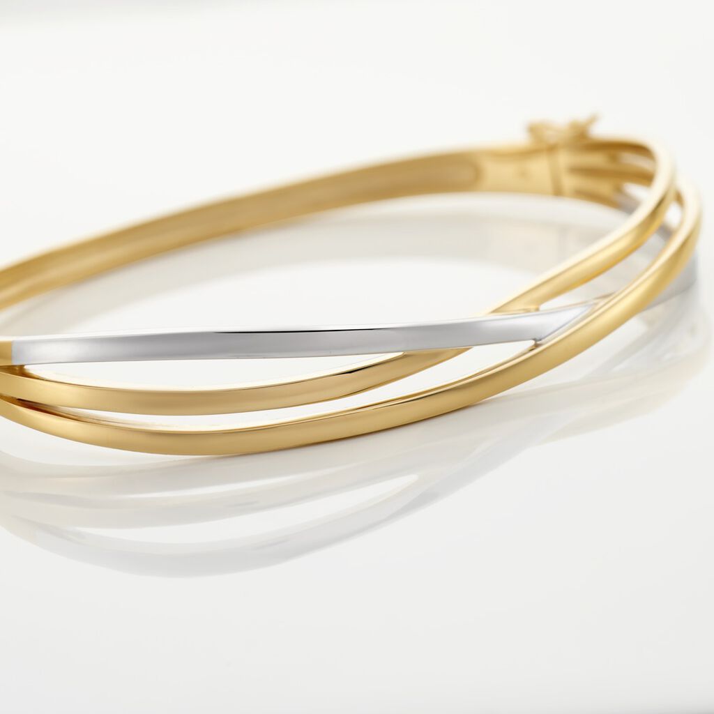 Damen Armreif Messing Gold 750 plattiert Bicolor - Armreifen Damen | OROVIVO