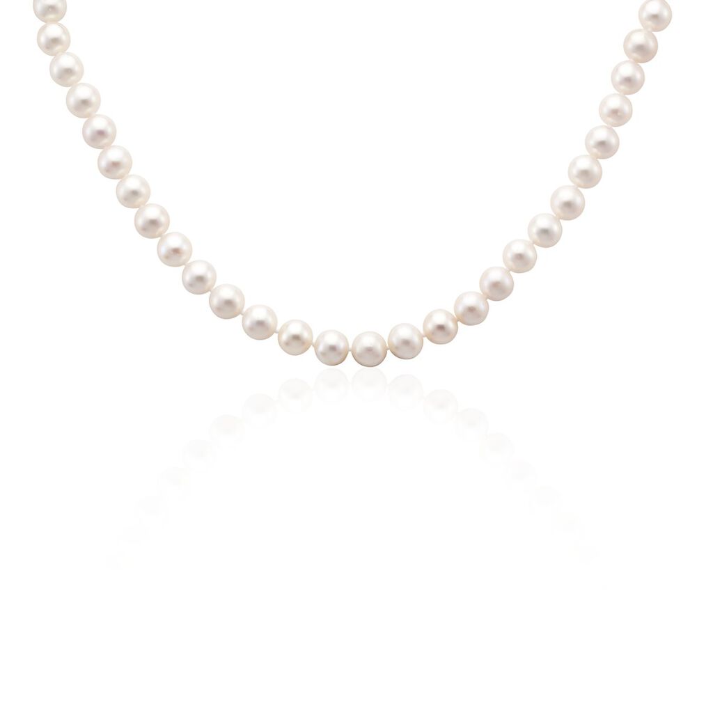 🦚 Damen Perlenkette Gold 585 Zuchtperlen 8-9mm Grace, Kette mit Stein