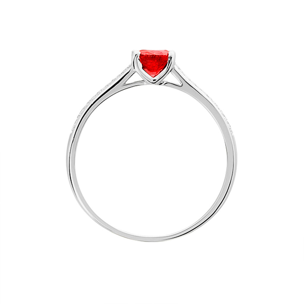 Bague Crista Or Blanc Rubis Et Diamant - Spannringe Damen | OROVIVO