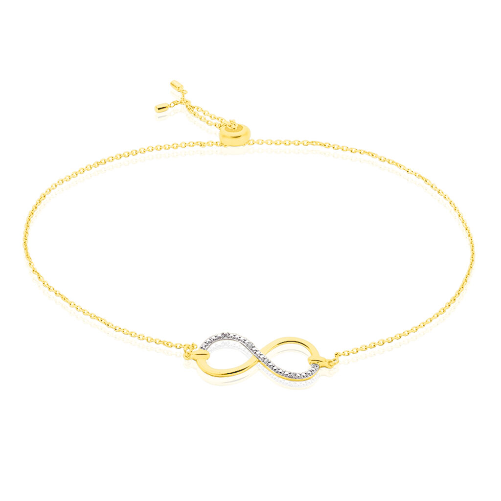 INFINO Damen Armband Gold 375 (9 Karat) Diamant Weiß 0,01 ct Unendlichkeit, Armband mit Stein