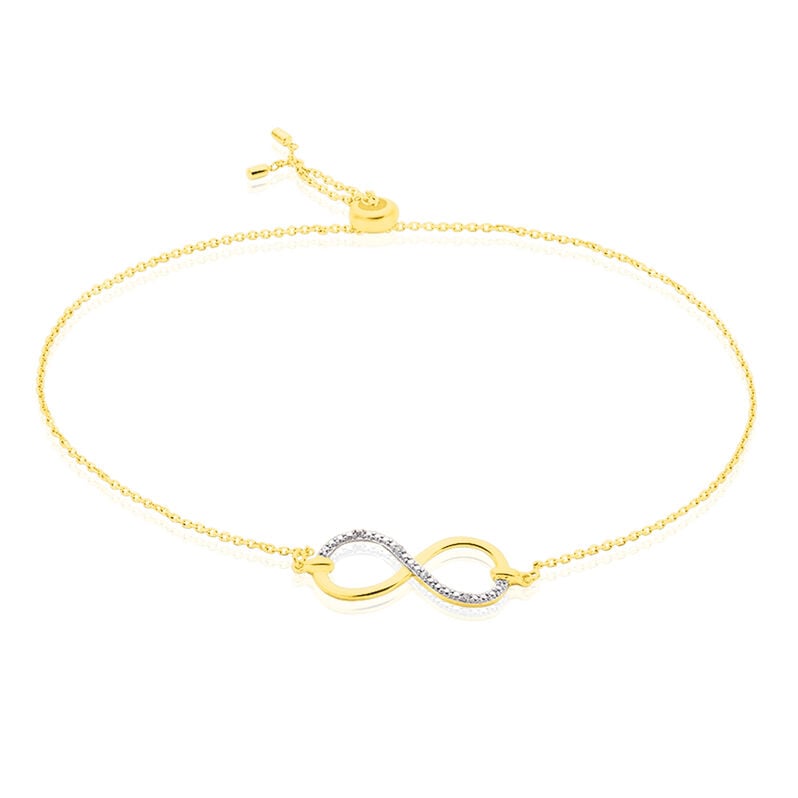 INFINO Damen Armband Gold 375 (9 Karat) Diamant Wei&szlig; 0,01 ct Unendlichkeit - Armb&auml;nder mit Anh&auml;nger Damen | OROVIVO
