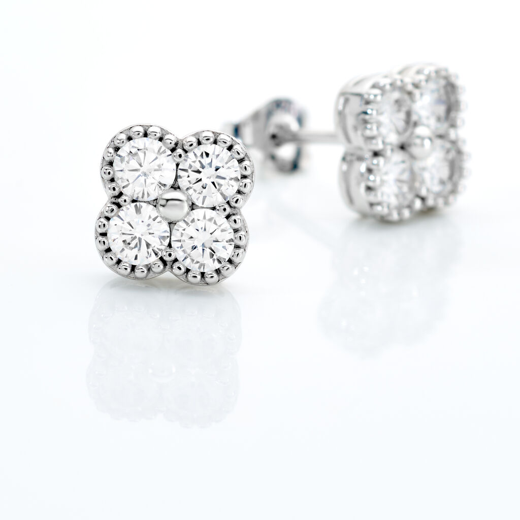 ISABELL Damen Ohrstecker Silber 925 Zirkonia Wei&szlig; 1,41 ct