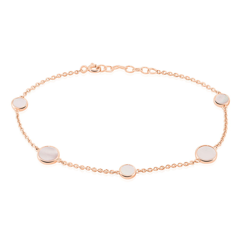 JARAA Damen Armband Silber rosevergoldet 925 Perlmutt Perlmutt Kreis
