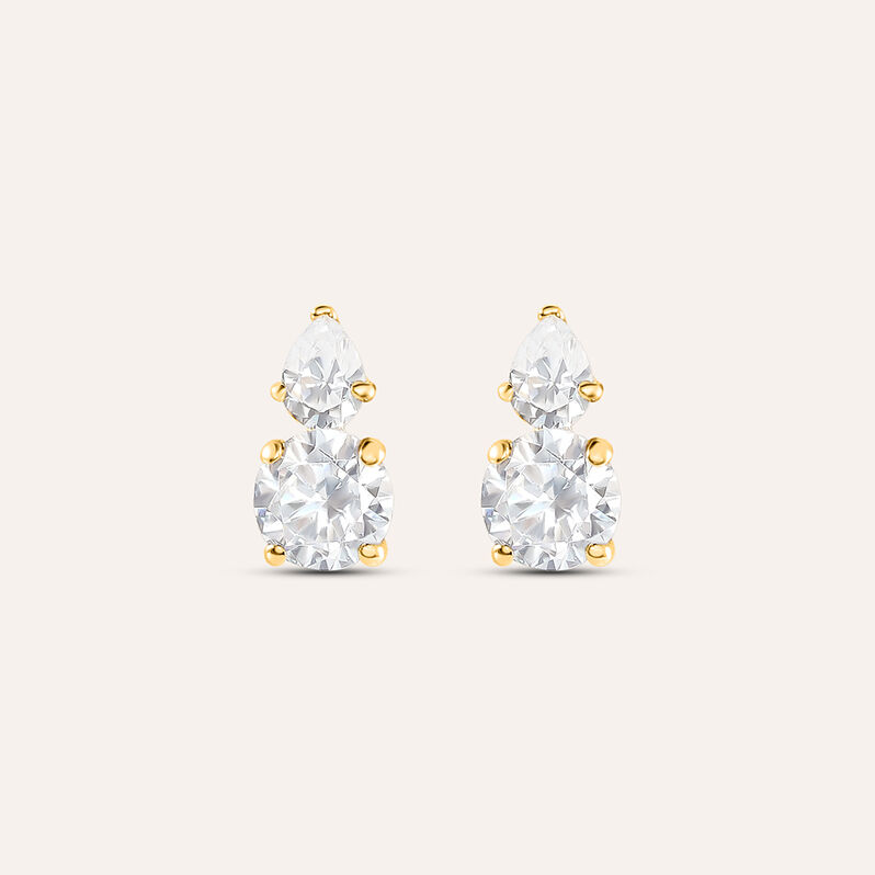 Orecchini Lobo Doppio Punto Luce Claire Oro Giallo Cubic Zirconia - Spannringe Damen | OROVIVO