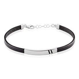 Herren Lederarmband Silber 925 Schwarz - Lederarmbänder Herren | OROVIVO