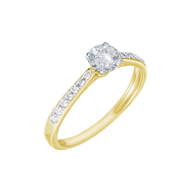 Bague Solitaire Hemera Or Jaune Diamant Synthetique - Spannringe Damen | OROVIVO