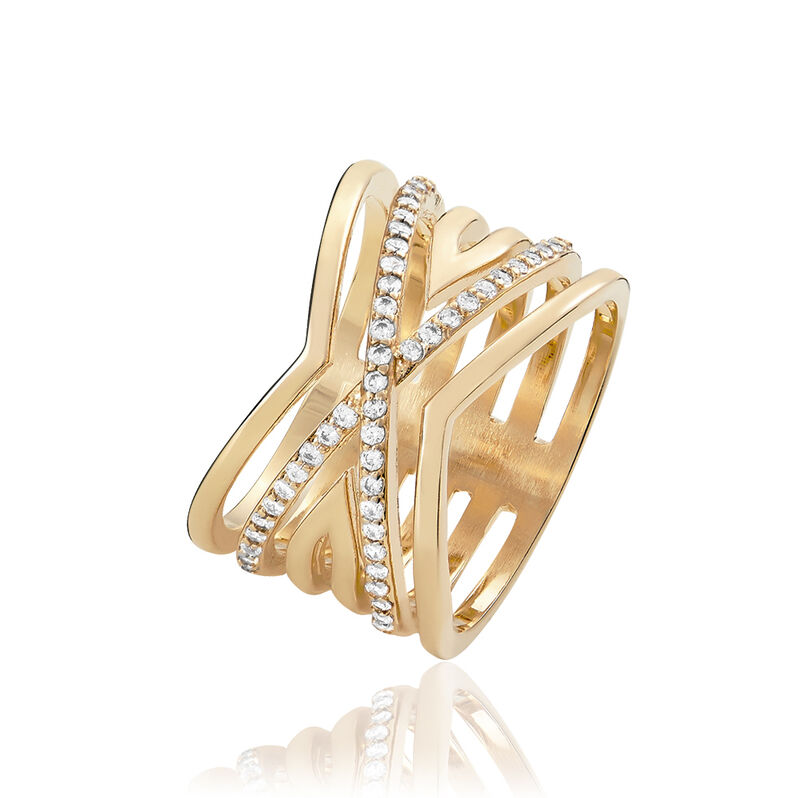 Bague Ligia Plaque Or Jaune Oxyde De Zirconium - Spannringe Damen | OROVIVO