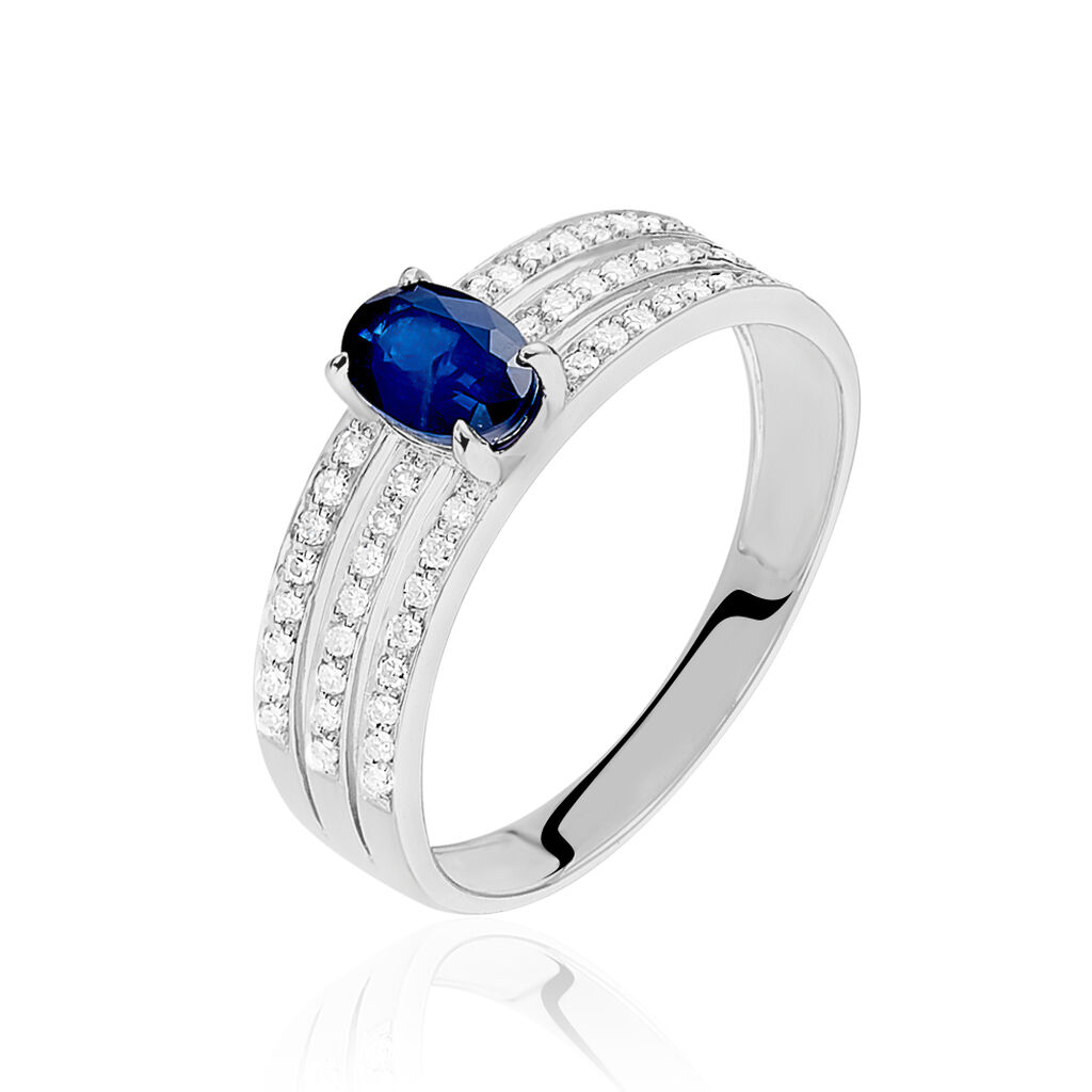 Bague Siracuse Or Blanc Saphir Et Diamant - Spannringe Damen | OROVIVO